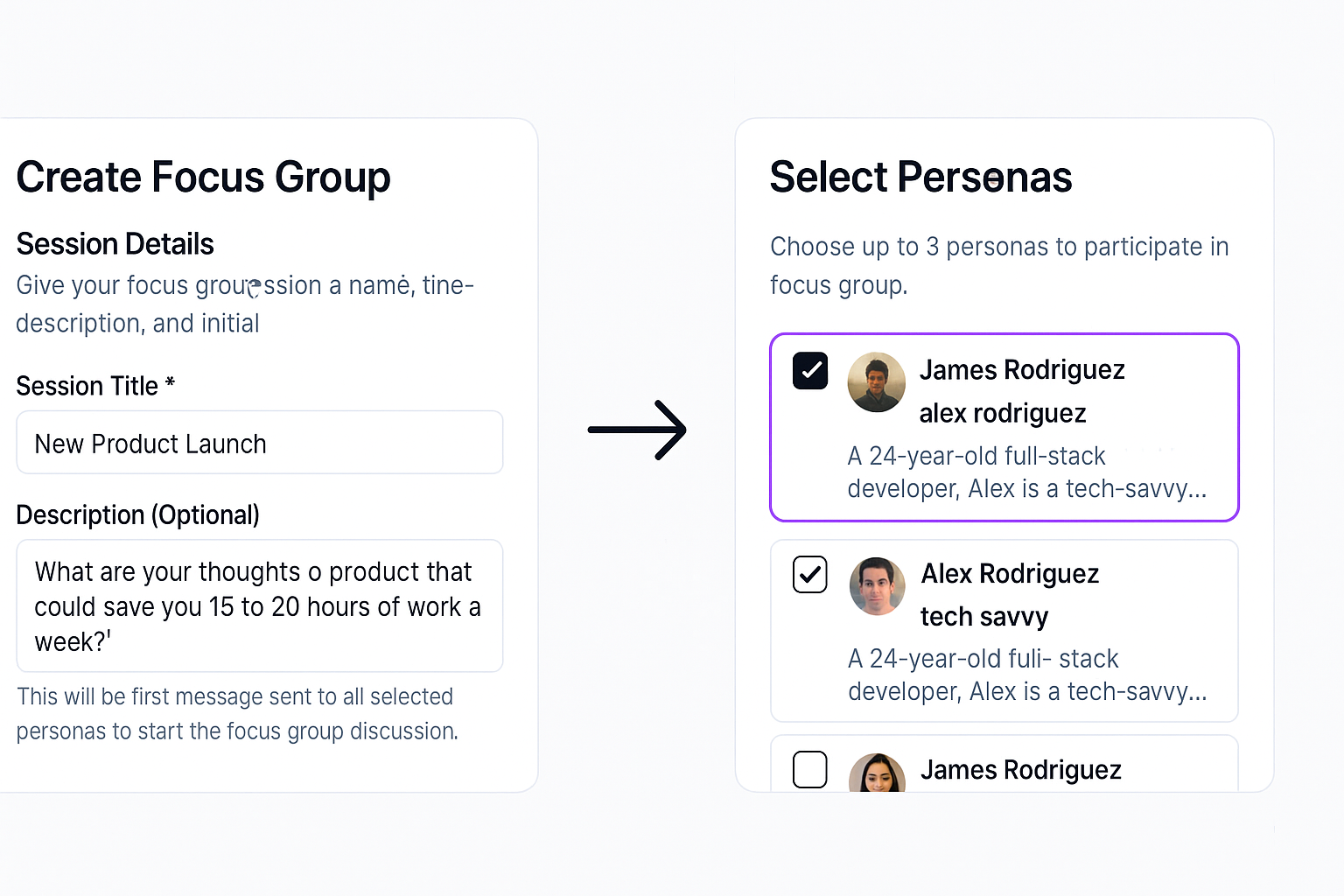 Focus group selection screen